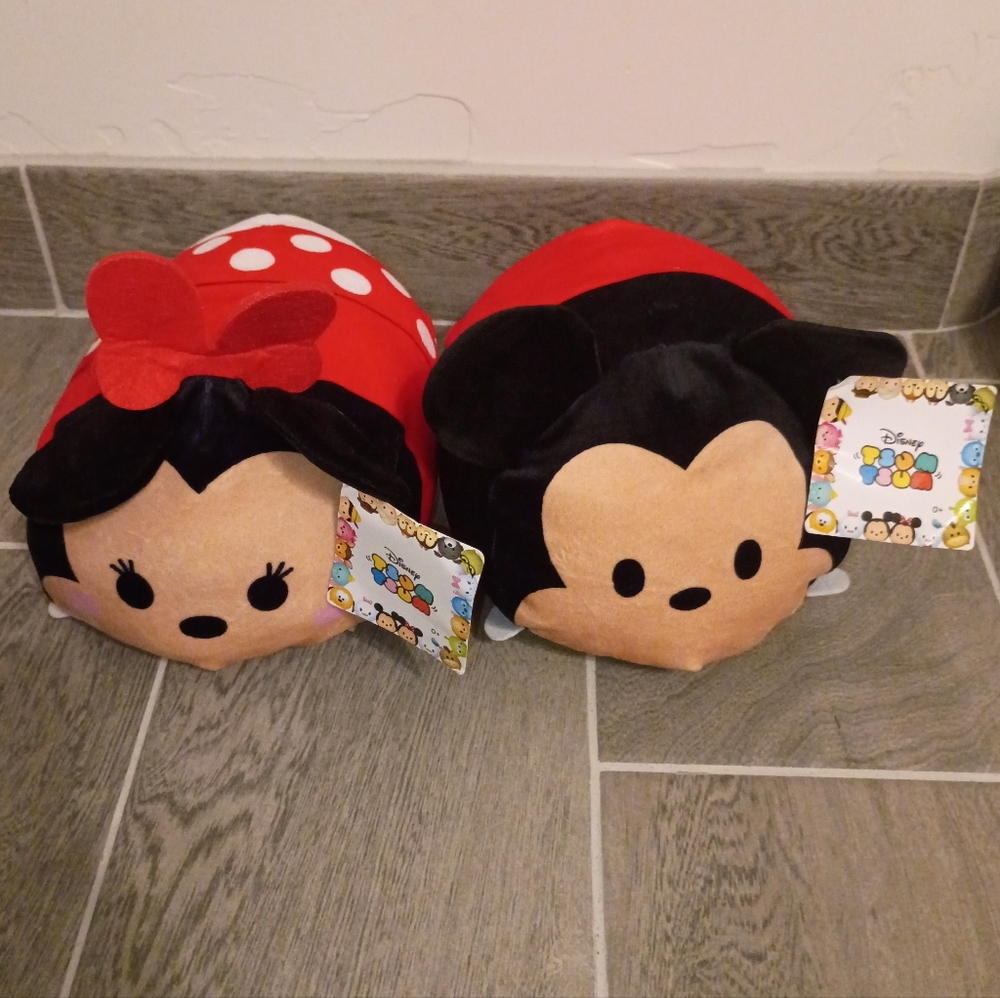 Disney Mickey & Minnie Mouse Tsum Tsum Plush Set -Medium 8”-NWT (Tags Have Wear)